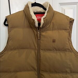 Coleman tan sherpa-collar puffer vest